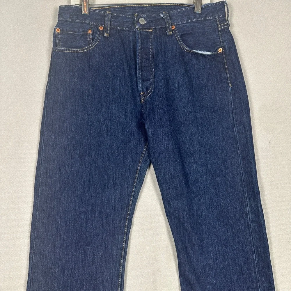 Levis 501 Jeans Men 33X32 Original Fit Blue Dark Wash Straight Leg Red Tab Denim